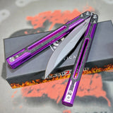 Cygnus Balisong Clone S2G Butterfly Knife Carbon Fiber Purple Aluminum slash2gash Titus Bowie