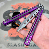 Cygnus Balisong Clone Carbon Fiber S2G Butterfly Knife Purple Aluminum slash2gash Titus Feather 7075