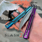 Cygnus Balisong Clone Carbon Fiber S2G Butterfly Knife Purple Aluminum Blue slash2gash Titus Bowie 7075