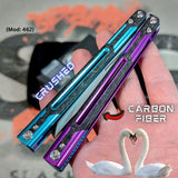 Cygnus Balisong Clone Carbon Fiber S2G Butterfly Knife Purple Aluminum Blue slash2gash Titus Bowie 7075