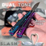 Cygnus Balisong Clone Carbon Fiber S2G Butterfly Knife Purple Blue Aluminum slash2gash Titus Bowie 7075