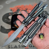 Cygnus Clone Balisong Butterfly Knife S2G Silver Aluminum 7075 Black G10 slash2gash Titus Bowie