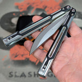 Cygnus Clone Balisong Butterfly Knife S2G Silver Aluminum 7075 Black G10 slash2gash Titus Bowie