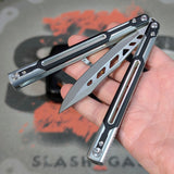 Best Cygnus Balisong Clone Butterfly Knife S2G Silver Aluminum 7075 Black G10 slash2gash Titus Feather