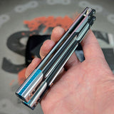 Best Cygnus Balisong Clone Butterfly Knife S2G Silver Blue Aluminum 7075 Black G10 slash2gash Titus Feather