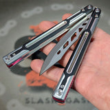 Cygnus Balisong Clone Butterfly Knife S2G Silver Pink Aluminum 7075 Black G10 slash2gash Titus Feather