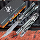 Cygnus Butterfly Knife clone Carbon Fiber Balisong S2G Silver Aluminum 7075 slash2gash Titus Bowie