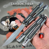 Cygnus Butterfly Knife clone Carbon Fiber Balisong S2G Silver Aluminum 7075 slash2gash Titus Bowie