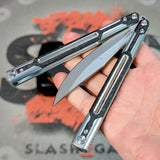Cygnus Butterfly Knife clone Carbon Fiber Balisong S2G Silver Aluminum 7075 slash2gash Titus Bowie