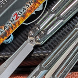 Cygnus Butterfly Knife clone Carbon Fiber Balisong S2G Silver Aluminum 7075 slash2gash Titus Bowie