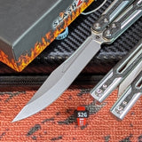 Cygnus Butterfly Knife clone Carbon Fiber Balisong S2G Silver Aluminum 7075 slash2gash Titus Bowie