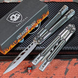 Cygnus Balisong clone Carbon Fiber Butterfly Knife S2G Silver Aluminum 7075 slash2gash Titus Feather