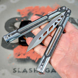 Cygnus Balisong clone Carbon Fiber Butterfly Knife S2G Silver Aluminum 7075 slash2gash Titus Feather