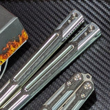 Cygnus Balisong clone Carbon Fiber Butterfly Knife S2G Silver Aluminum 7075 slash2gash Titus Feather