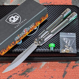 Cygnus Balisong Butterfly Knife clone Carbon Fiber S2G Silver Aluminum 7075 slash2gash Titus Bowie Green
