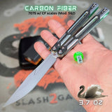 Cygnus Balisong Butterfly Knife clone Carbon Fiber S2G Silver Aluminum 7075 slash2gash Titus Bowie Green