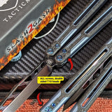 Best Cygnus Clone Balisong Butterfly Knife DLC Blue Ceramic 7075 Carbon Fiber S2G slash2gash T10