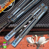 Best Cygnus Clone Balisong Butterfly Knife DLC Blue Ceramic 7075 Carbon Fiber S2G slash2gash Titus Feather