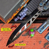 Cygnus Clone Balisong Butterfly Knife DLC False Edge Blade Blue Trainer Ceramic S2G slash2gash Titus Feather