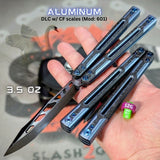 Best Cygnus Balisong Clone Butterfly Knife DLC Blue Ceramic 7075 Carbon Fiber S2G slash2gash Titus Feather