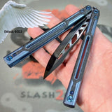 Best Cygnus Balisong Clone Butterfly Knife DLC Blue Ceramic 7075 Carbon Fiber S2G slash2gash Titus Feather