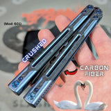 Best Cygnus Clone Balisong Butterfly Knife DLC Blue Ceramic 7075 Carbon Fiber S2G slash2gash Titus Feather