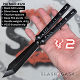 Rep clone butterfly knife S2G Franken Replicant balisong V2 Black Silver Weights 120