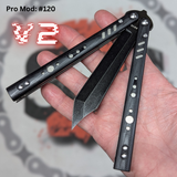 Rep clone butterfly knife S2G Franken Replicant balisong V2 Black Silver Weights 120
