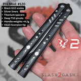 Rep clone butterfly knife S2G Franken Replicant balisong V2 Black Silver Weights 120