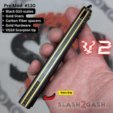 Rep clone butterfly knife S2G Franken Replicant balisong V2 Black Gold Channel Spacers 130