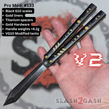 S2G FrankenREP Balisong clone TITANIUM Butterfly Knife - V2 (Black G10)