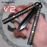 S2G FrankenREP Balisong clone TITANIUM Butterfly Knife - V2 (Black G10)