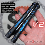 Best REP clone Butterfly Knife V2 TITANIUM Balisong Black Blue G10 Replicant Custom Tanto S2G 140 slash2gash