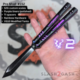 Replicant Balisong clone Franken REP V2 Butterfly Knife Black Purple Titanium 152 S2G slash2gash