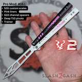 Franken REP Butterfly Knife V2 TITANIUM Balisong Pink Black White G10 Replicant clone Trainer S2G 161