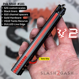 Replicant Butterfly Knife clone Titanium Balisong Black Red S2G G10 Channel Spacers Gold 181 Recurve