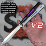Replicant Balisong Clone Butterfly Knife Black White Pink Channel S2G Franken Rep Rainbow Titanium 187