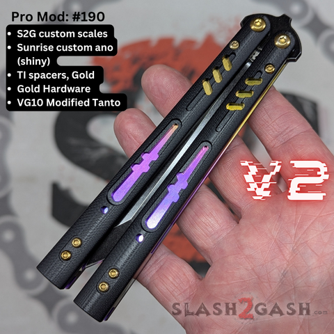 S2G FrankenREP Balisong clone TITANIUM Butterfly Knife - V2 (Black G10) asst