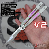 Replicant Clone Butterfly Knife S2G Balisong False Edge White Pink Franken Rep V2 240