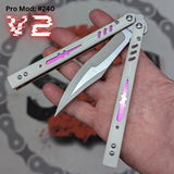 Replicant Clone Butterfly Knife S2G Balisong False Edge White Pink Franken Rep V2 240