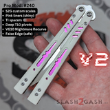 Replicant Clone Butterfly Knife S2G Balisong False Edge White Pink Franken Rep V2 240