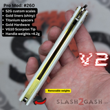 Replicant Balisong clone Franken REP V2 Butterfly Knife White Gold Screws G10 handle weights 260 S2G slash2gash
