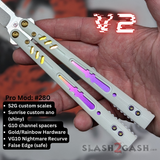 Replicant Balisong clone Franken REP V2 Butterfly Knife Purple Gold Sunrise Nightmare Recurve White G10 280