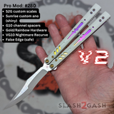 Replicant Balisong clone Franken REP V2 Butterfly Knife Purple Gold Sunrise Nightmare Recurve White G10 280