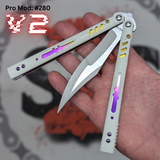 Replicant Balisong clone Franken REP V2 Butterfly Knife Purple Gold Sunrise Nightmare Recurve White G10 280