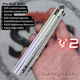 Replicant Balisong clone Franken REP V2 Butterfly Knife Purple Gold Sunrise Nightmare Recurve White G10 280
