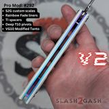Replicant Balisong clone V2 Butterfly Knife White S2G Rainbow Fade Titanium Liners Rep 292
