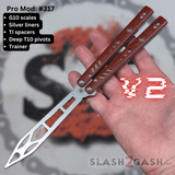 BRS Replicant clone Titanium Balisong Butterfly Knife Rep Trainer Red and Silver V2 S2G 317
