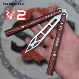 BRS Replicant clone Titanium Balisong Butterfly Knife Rep Trainer Red and Silver V2 S2G 317