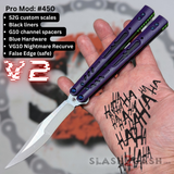 Franken REP Butterfly Knife V2 Balisong Purple Green Joker Replicant clone custom S2G scales Channel Spacers